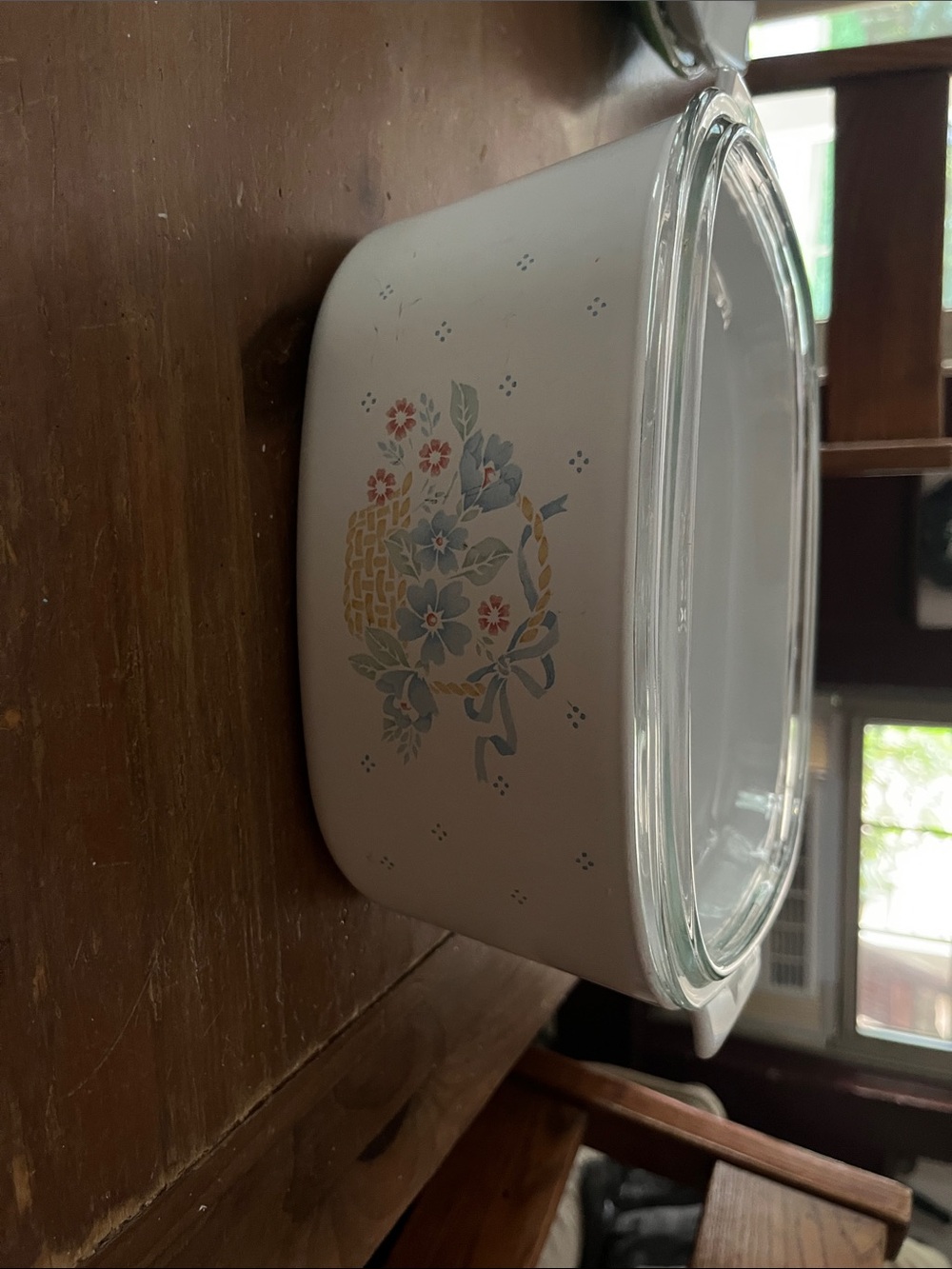 Floral Basket Ceramic Bake Dish with Glass Lid